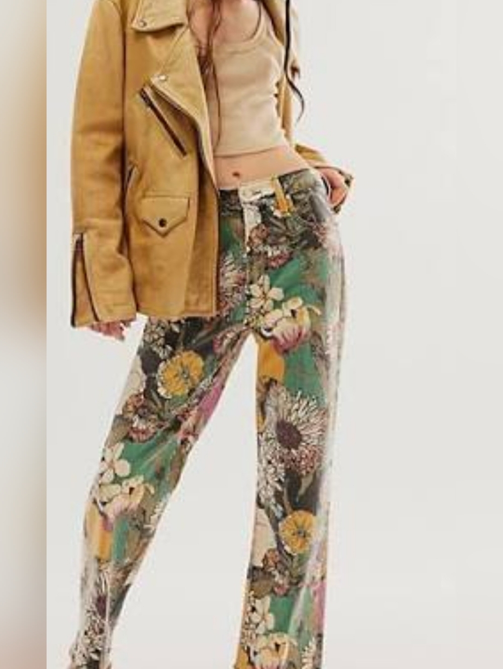 NWT MOTHER The Rambler Zip Ankle in Build Me Up Buttercup print Jeans
